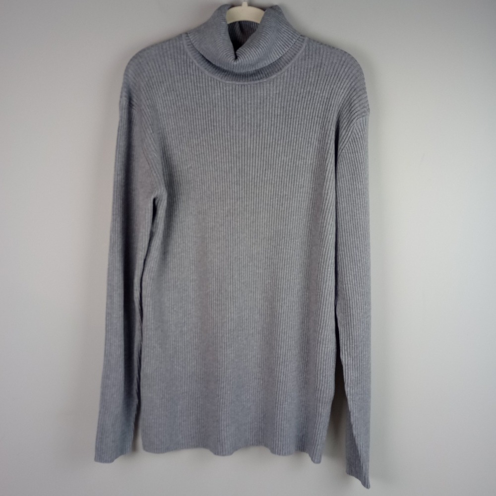 Coofandy Mens XXL Gray Ribbed Knit Long Sleeve Casual Turtleneck Sweater 1484
